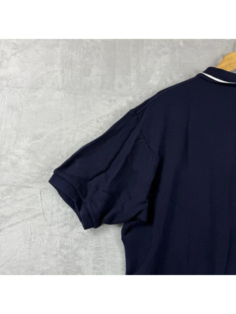 Polo Ralph Lauren Navy Textured Short Sleeve Polo Shirt Men XXL Contrast Collar